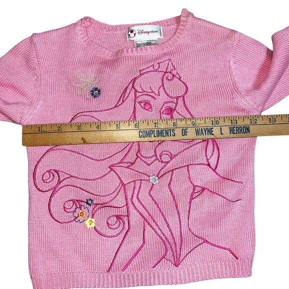 Disney Store Y2K Princess Aurora Sleeping Beauty sweater embroidered girls 2/3 - Picture 3 of 5